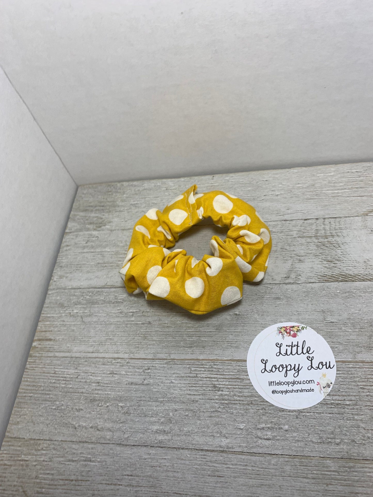 Yellow with White Dots, Cotton Scrunchy
