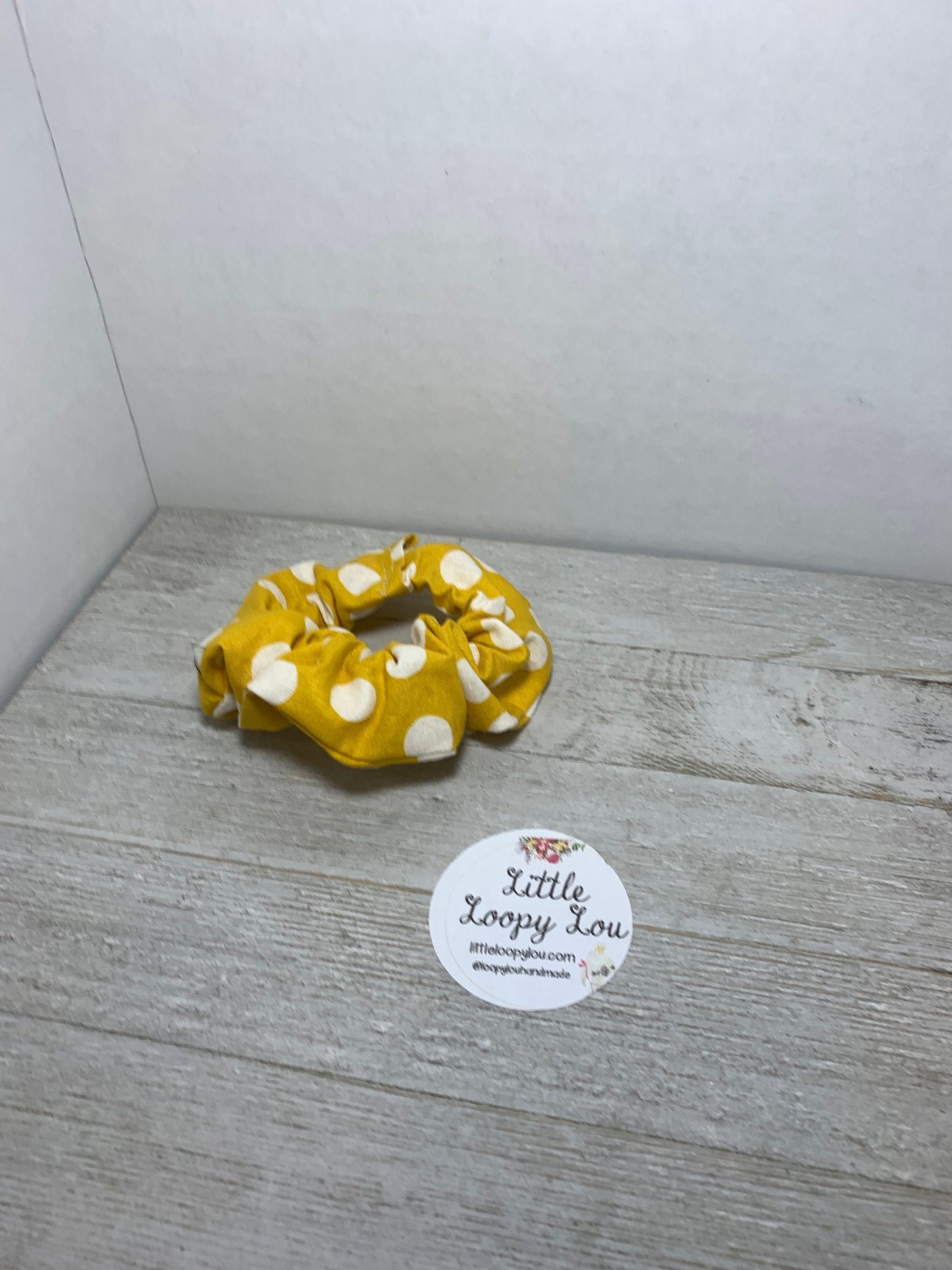 Yellow with White Dots, Cotton Scrunchy