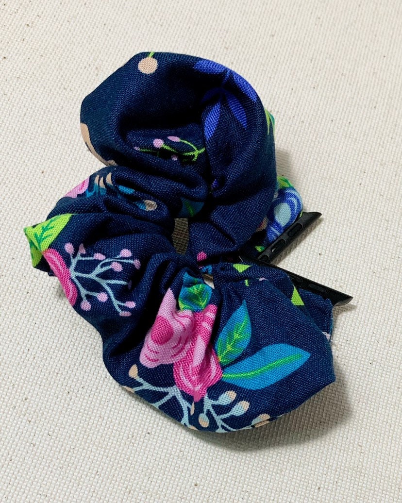 Navy Blue and Neon Scrunchy Watch Band