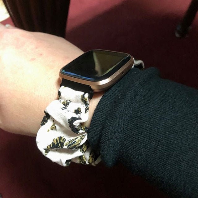 Pink and Gold Cheetah Scrunchy Watch Band