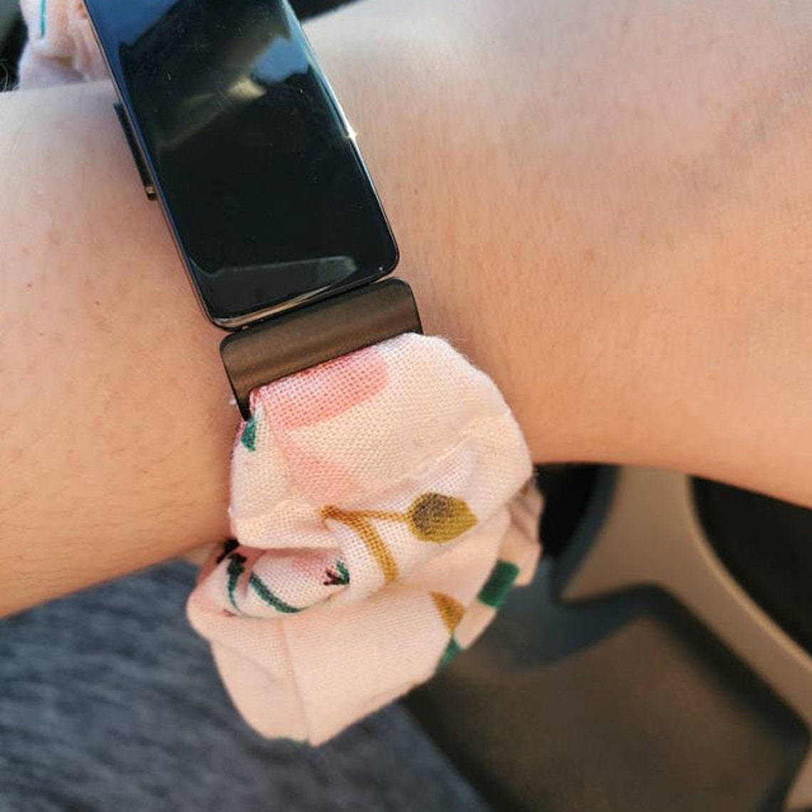 Blush Watercolor Rose Watch Scrunchie Band Apple Watch Scrunchy Band, Fitbit Versa, Samsung Galaxy Watch Band, Choose Fabric