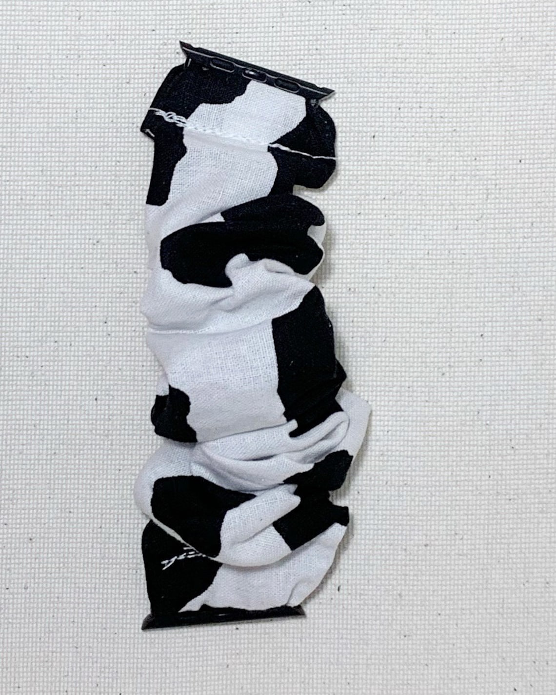 Black and White Cow Print Scrunchy Watch Band - Apple Watch Band Fitbit Versa, Samsung Galaxy Watch Band - Gift for Her, Scrunchy Watch Band