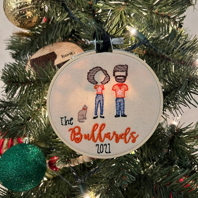 Embroidery Hoop Family Ornament, Embroidery Hoop Art, Mother's Day, Custom Family Wall, Sketch Style Hanging, Stick People,