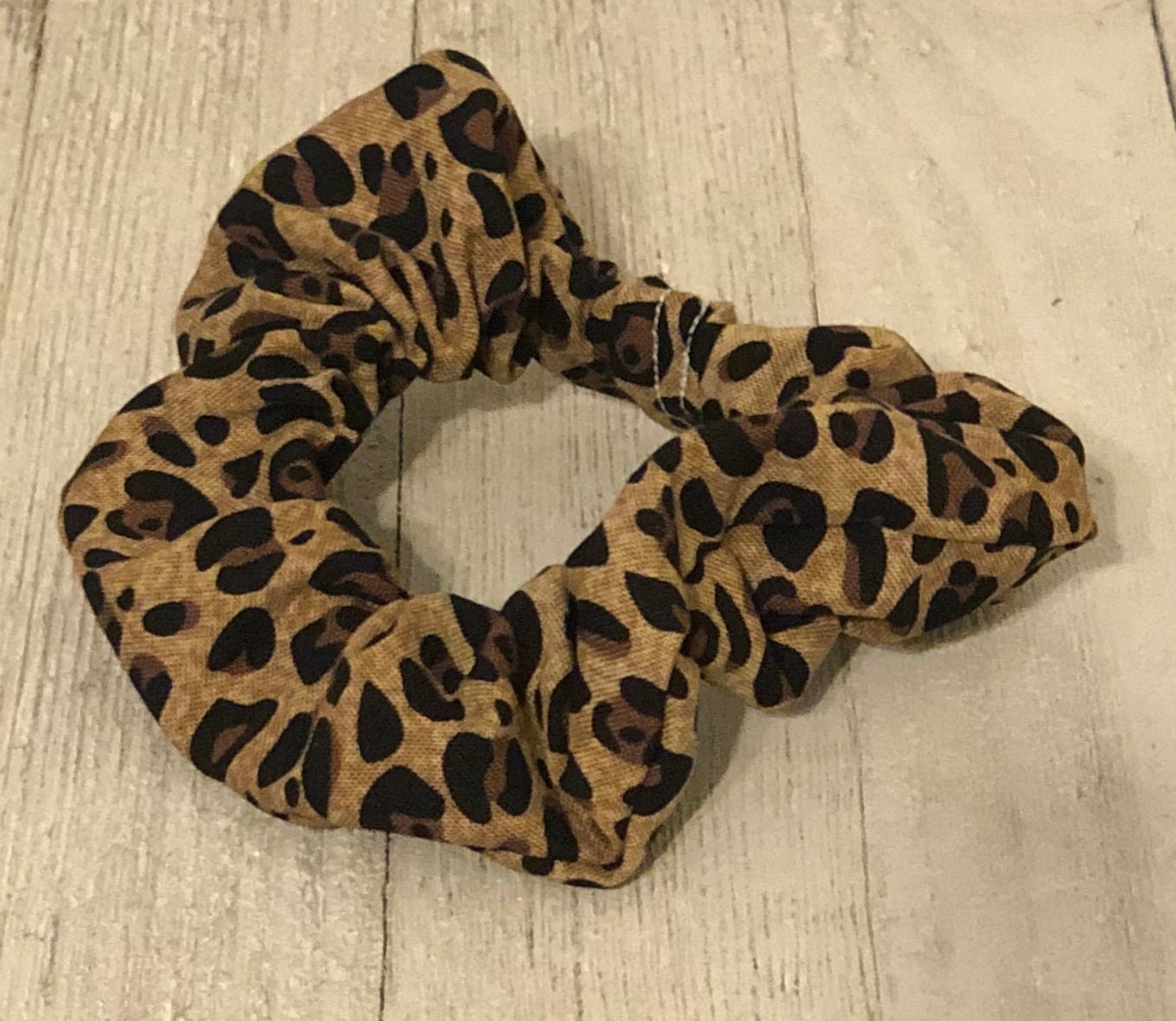 Cheetah Leopard Cotton Scrunchy Hair Tie, Ponytail Holder, Knot Bow, Hair Scarf, Gift for Best Friend, Animal Print