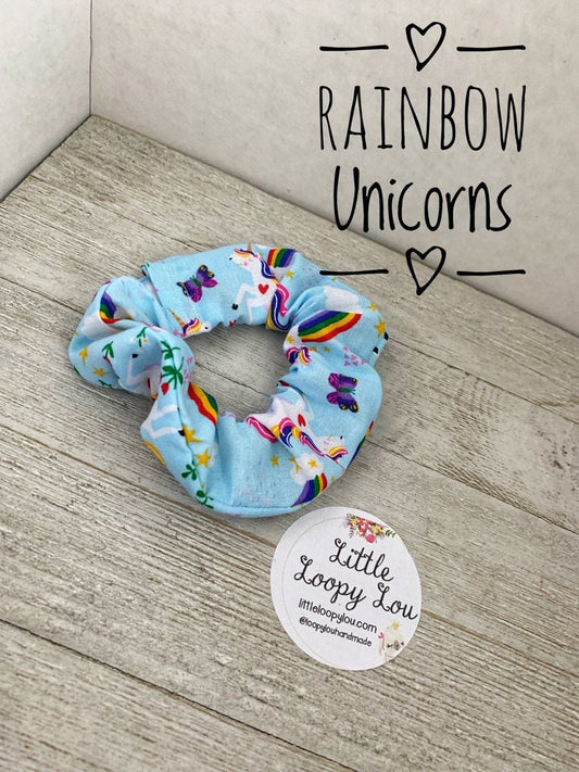 Rainbows and Unicorns, Cotton Scrunchy