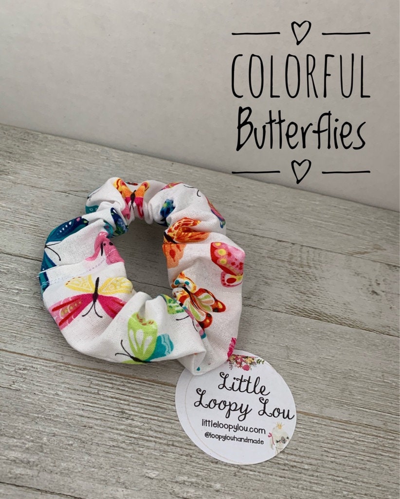 Colorful Butterfly, Cotton Scrunchy