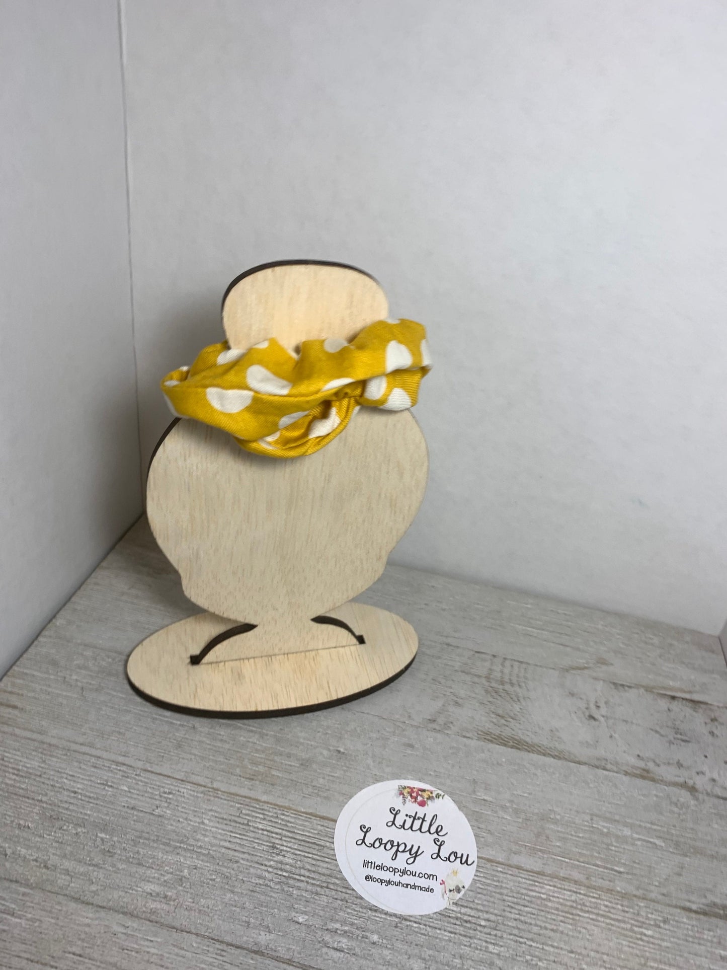 Yellow with White Dots, Cotton Scrunchy