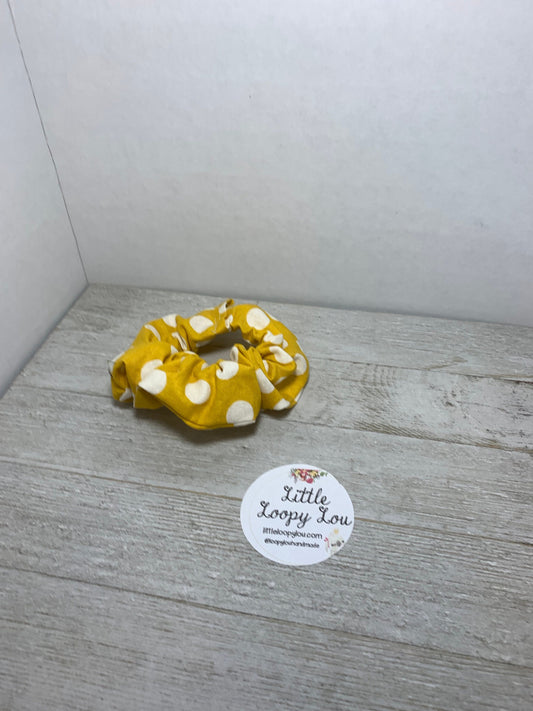 Yellow with White Dots, Cotton Scrunchy