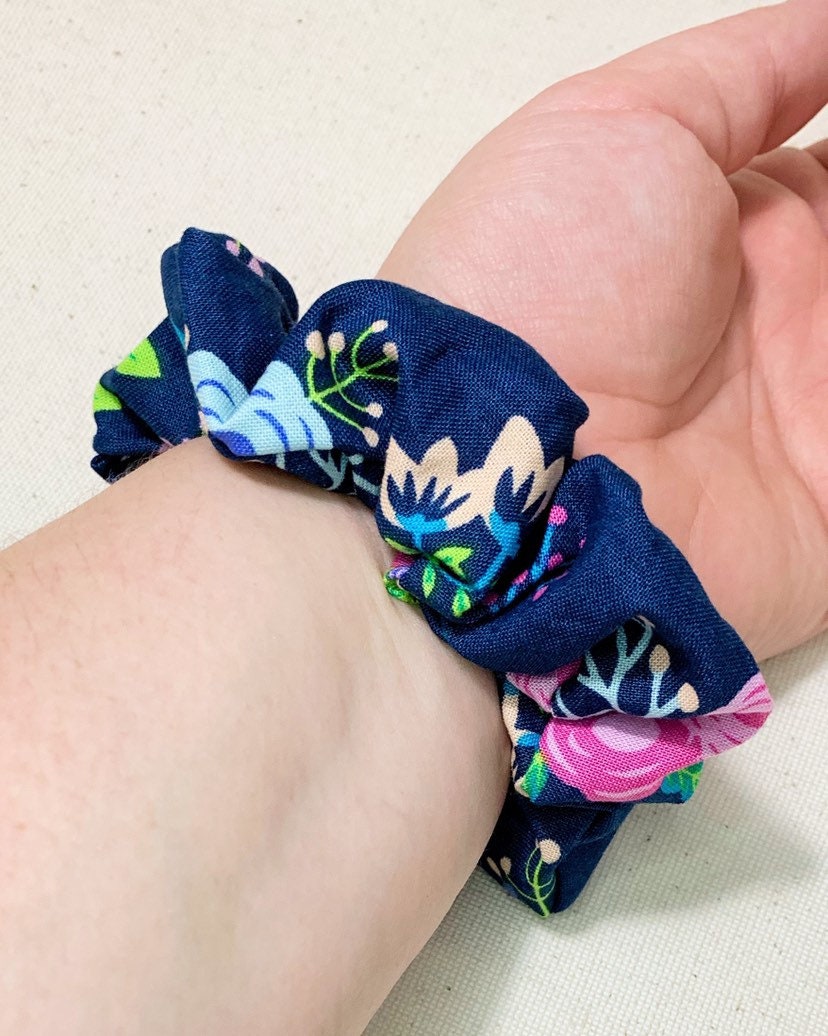 Navy Blue and Neon  Scrunchy Watch Band