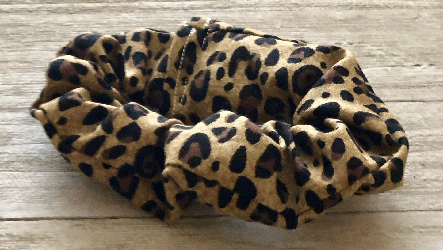 Cheetah Leopard Cotton Scrunchy Hair Tie, Ponytail Holder, Knot Bow, Hair Scarf, Gift for Best Friend, Animal Print