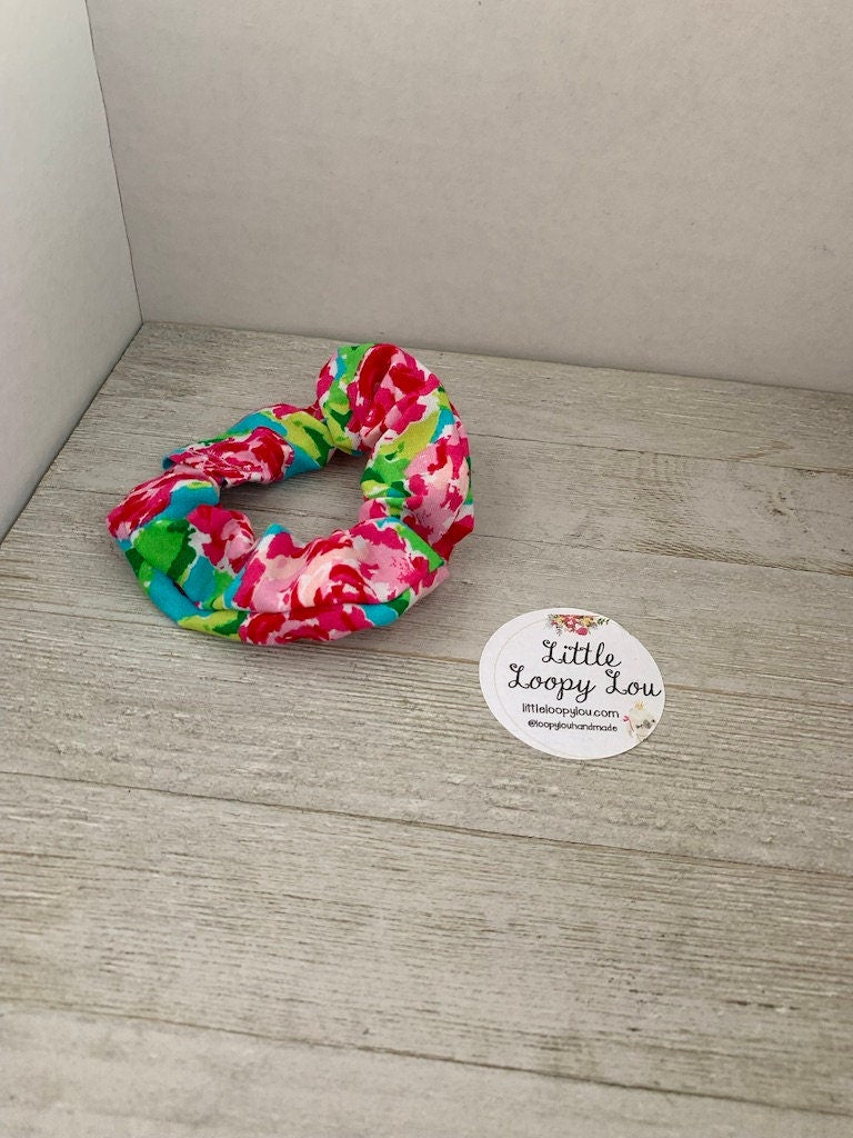 Rosie Posey, Watercolor Floral, Cotton Scrunchy