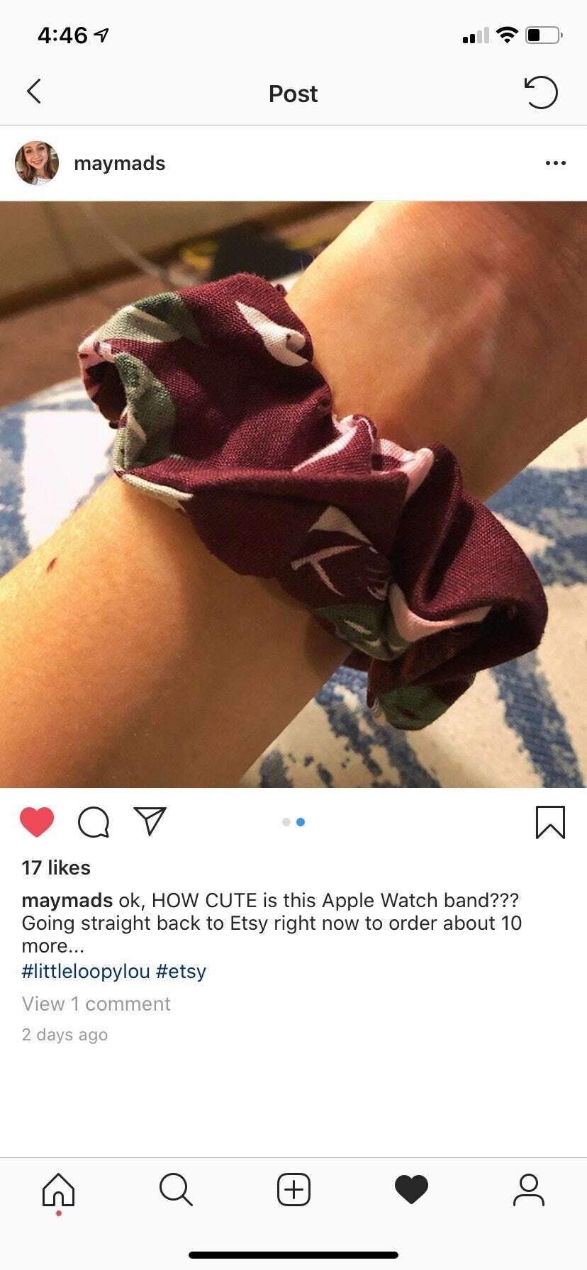 Berry Rose  Scrunchy Watch Band