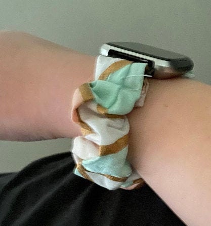 Mint and Gold Geomentric Scrunchy Watch Band