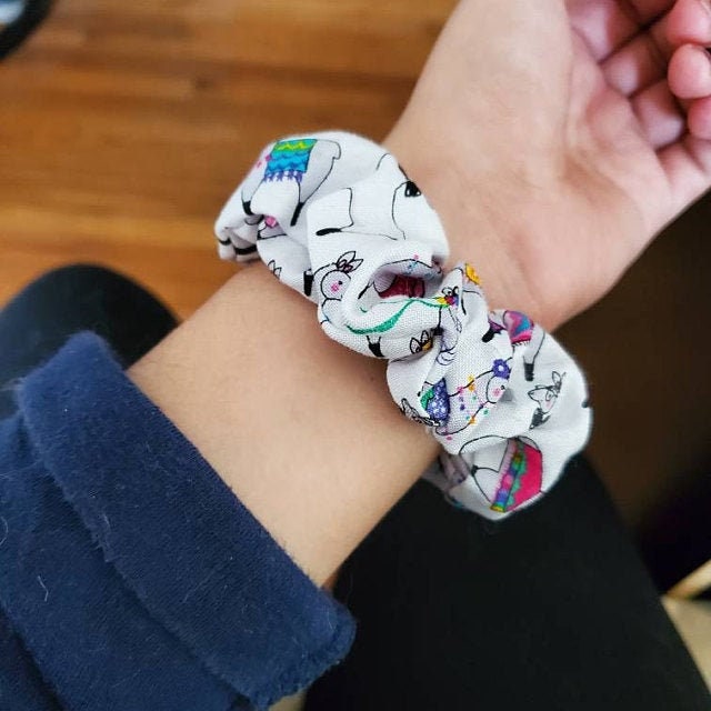 Llamas on White Scrunchy Watch Band