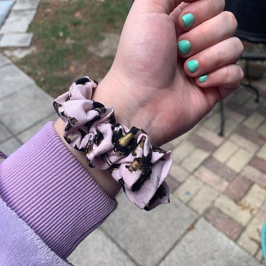 Pink and Gold Cheetah Scrunchy Watch Band