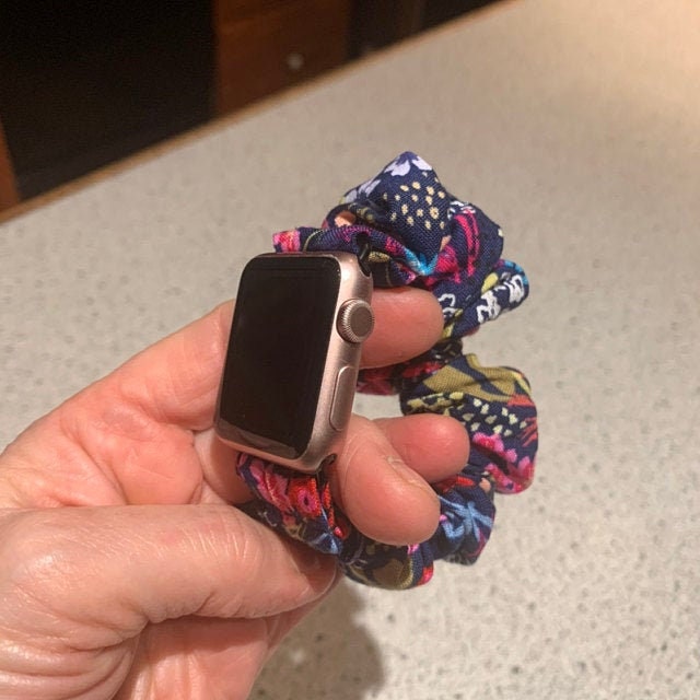 Wildflowers on Blue Scrunchy Watch Band