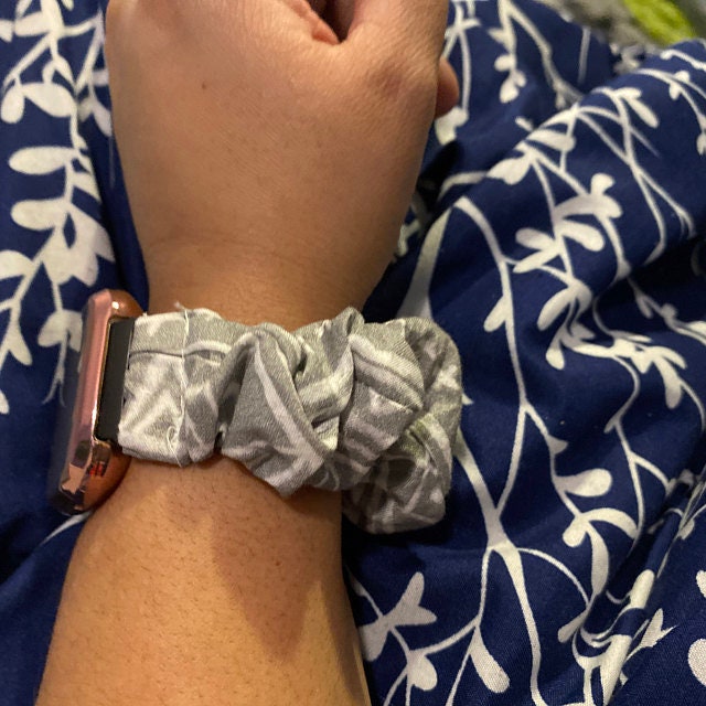 Gray Mudcloth Geometric  Scrunchy Watch Band