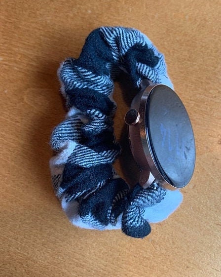 Black and White Buffalo Plaid Scrunchy Watch Band