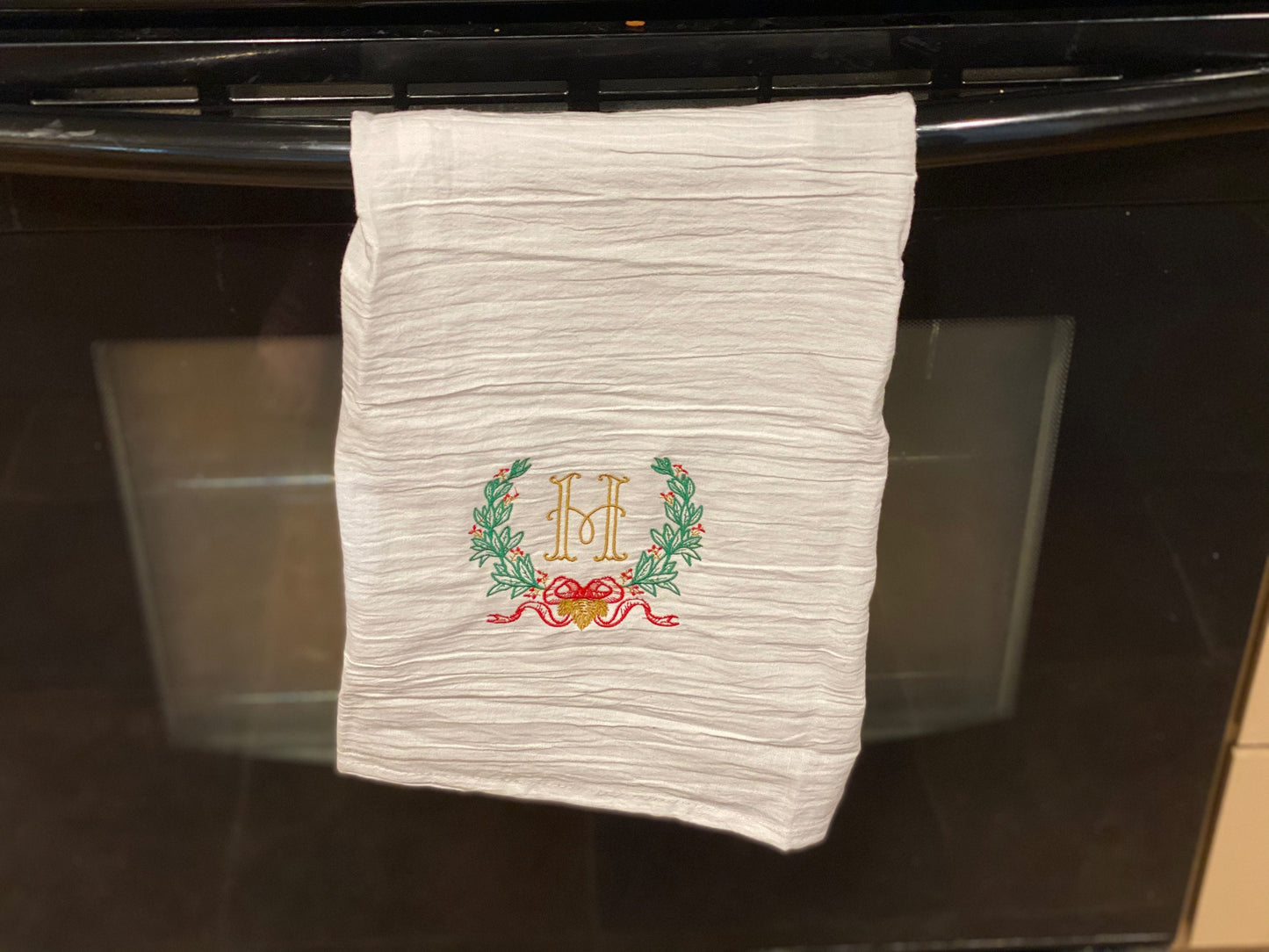 Monogrammed Hand Towel / Christmas Kitchen Towel / Wedding Gift / Personalized