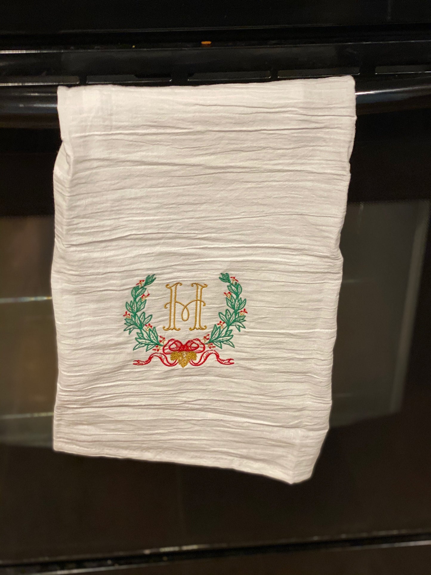 Monogrammed Hand Towel / Christmas Kitchen Towel / Wedding Gift / Personalized