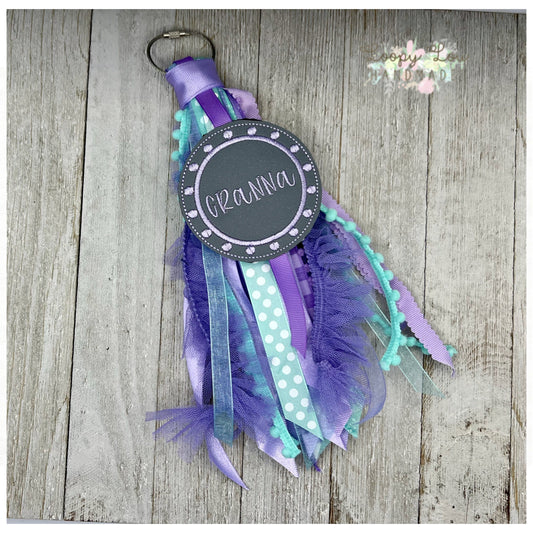 Granna Mama FairyTale Monogram Ribbon Tassel Keychain, Bogg Bag Accessory
