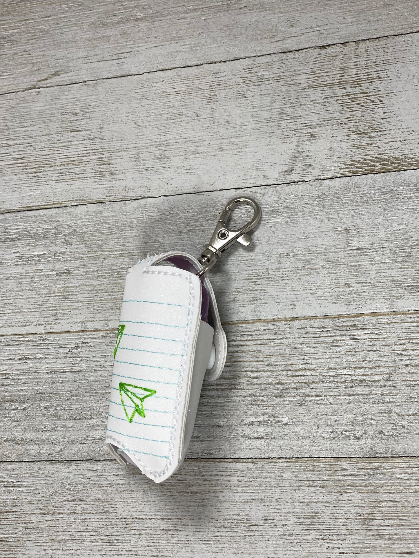 Notebook Paper with Airplanes Hand Sanitizer Holder, Teacher Doorbell Holder, Bag or Lanyard Accessory, 1 oz Size, Teacher Gift, Keychain