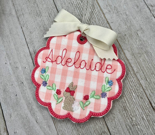 Embroidered Fabric Bag Tags, Personalized Name / Monogram for Kids, Backpack, Bookbag, Luggage, Bogg Charm Accessory, Girls and Boys, Easter