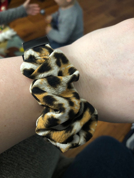 Leopard Animal Print (Silky Fabric) Scrunchy Watch Band