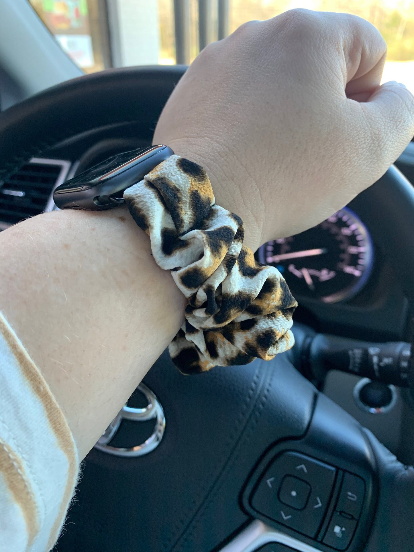 Leopard Animal Print (Silky Fabric) Scrunchy Watch Band