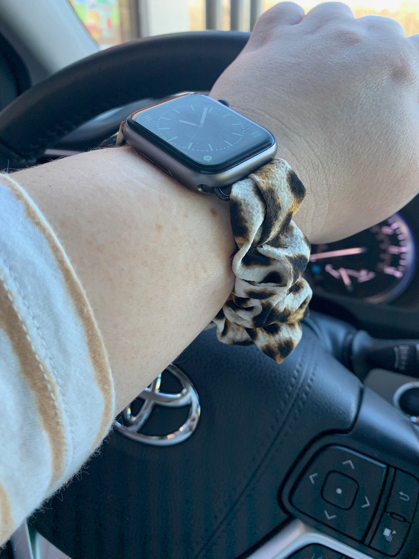 Leopard Animal Print (Silky Fabric) Scrunchy Watch Band