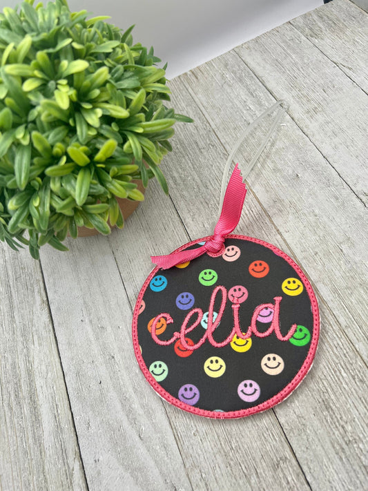 Embroidered Fabric Bag Tags, Personalized Name or Monogram for Kids, Backpack, Bookbag, Luggage, Bogg Charm Accessory, Girls and Boys