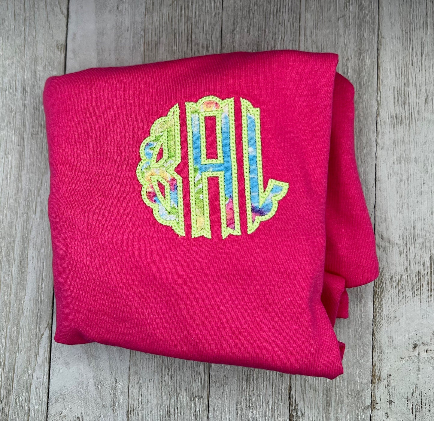 Womens Monogram Pocket Shirt, Cotton Hot Pink Tie Dye Embroidery Applique, Summer Gift for Her