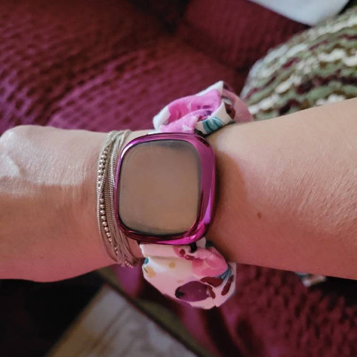 Watch Scrunchie Band Apple Watch Scrunchie Band, Fitbit Versa, Samsung Galaxy Watch Band, Choose Fabric, plum, purple, floral